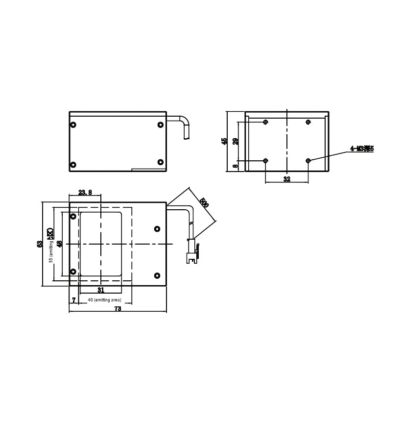 LS-LCDS-55-40-W dimensions (mm)