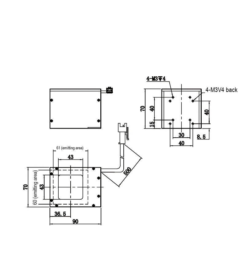 LS-LCDS-60-60-W dimensions (mm)