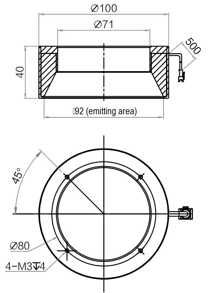 LS-LGSH-100-W dimensions (mm)