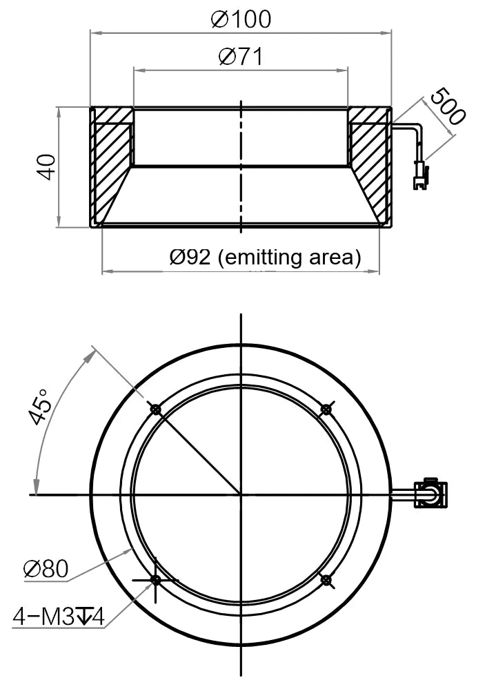 LS-LGSH-100-W dimensions (mm)