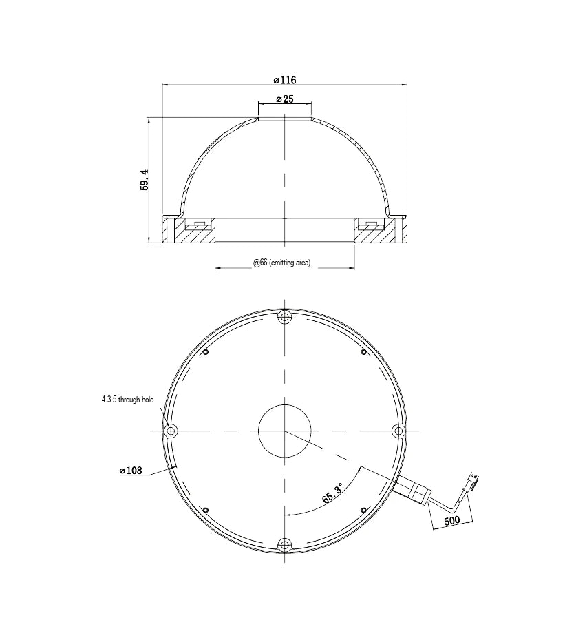 LS-LGSS-116-W dimensions (mm)