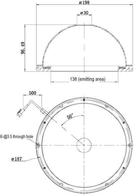 LS-LGSS-198-W dimensions (mm)