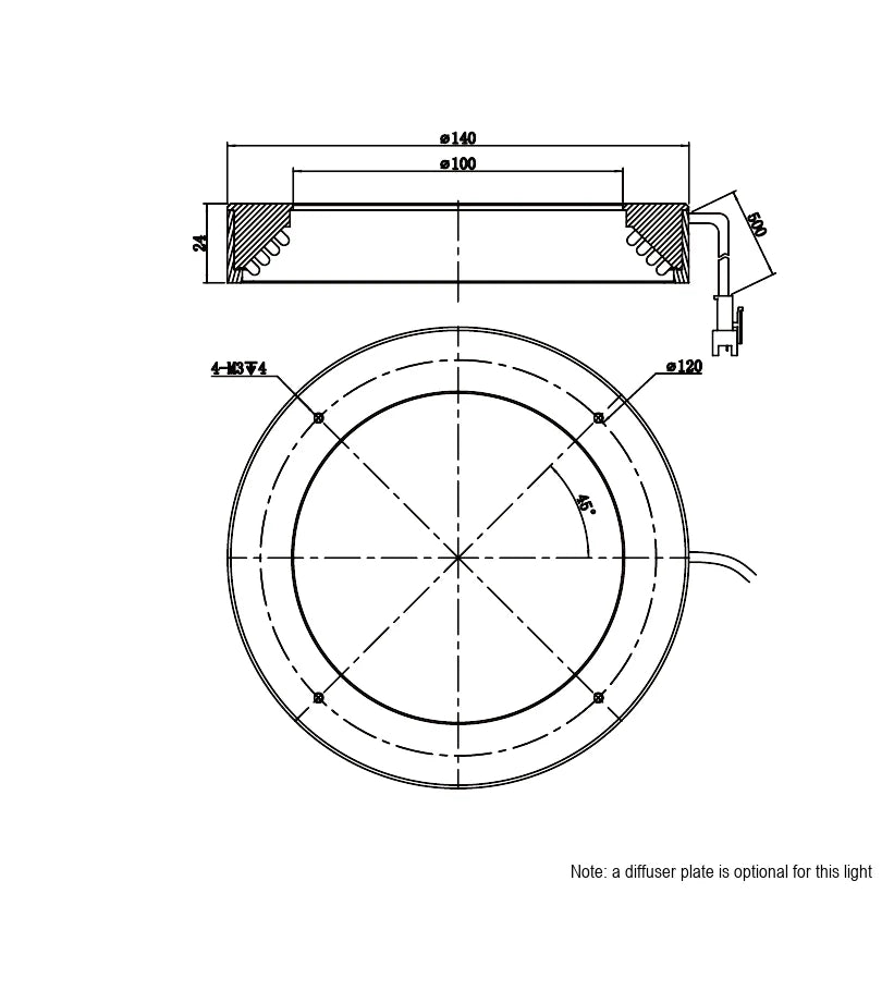 LS-LRDS-140-45-W dimensions (mm)