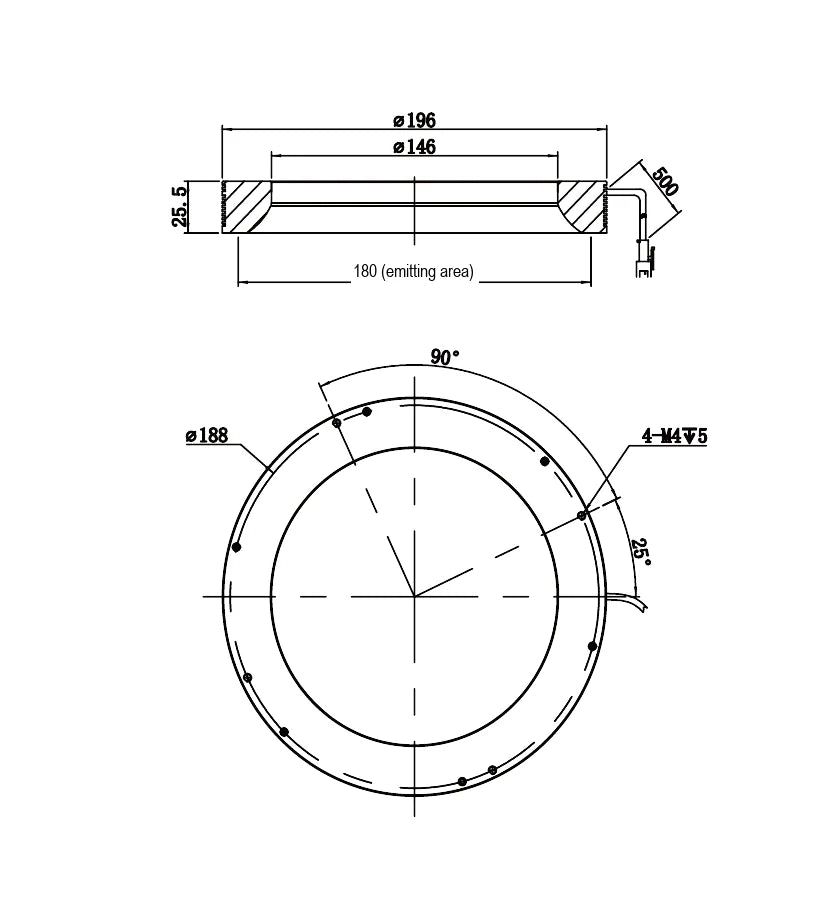 LS-LRSS-196-W dimensions (mm)