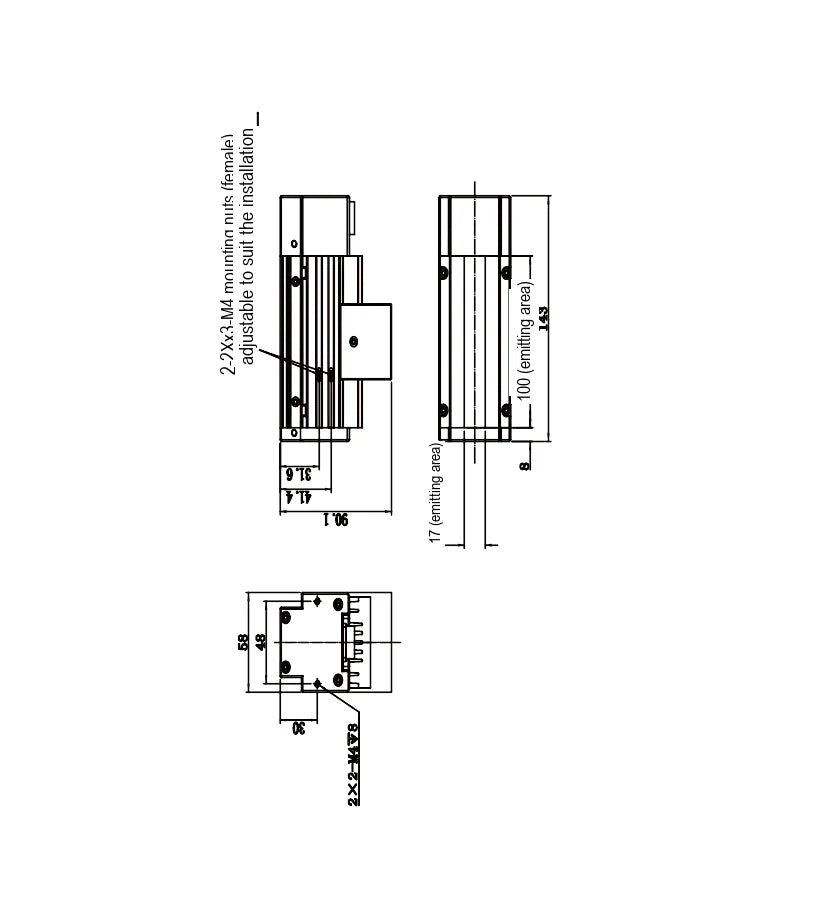 LS-LTHS-100-W dimensions (mm)