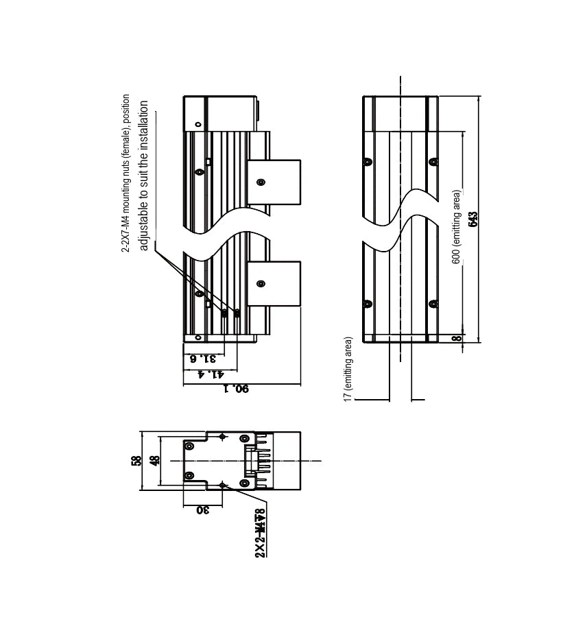 LS-LTHS-600-W dimensions (mm)