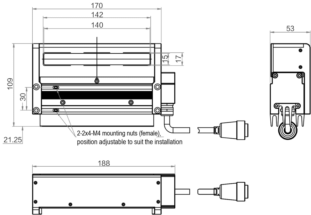 LS-LTPS-150-W dimensions (mm)