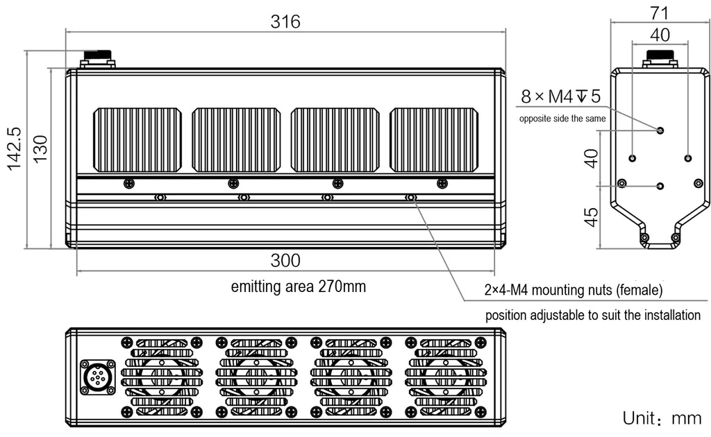 LS-LTVM-H-270-IR808 dimensions (mm)