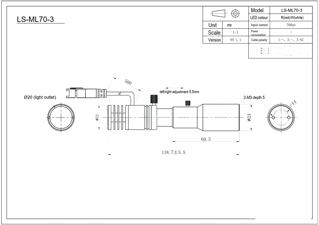 LS-ML70-3 dimensions (mm)