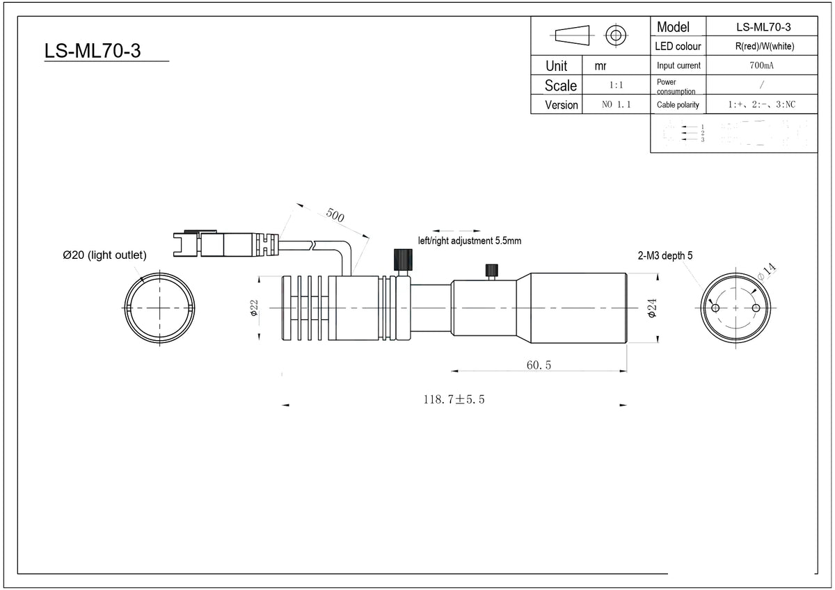 LS-ML70-3 dimensions (mm)