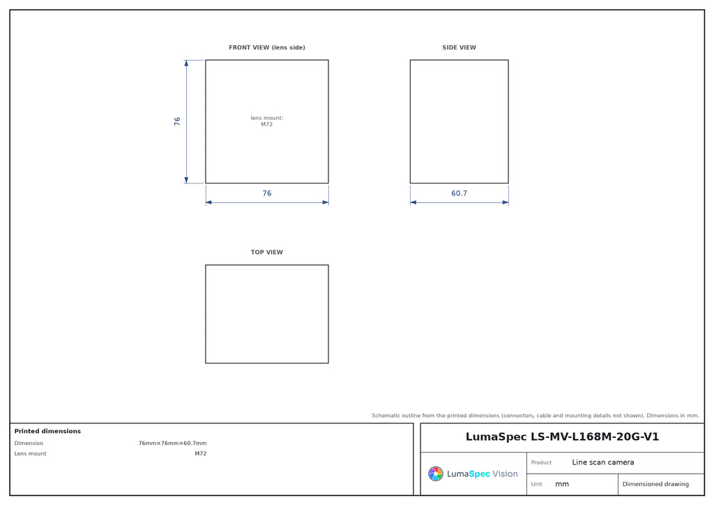 LS-MV-L168M-20G-V1 dimensions (mm)