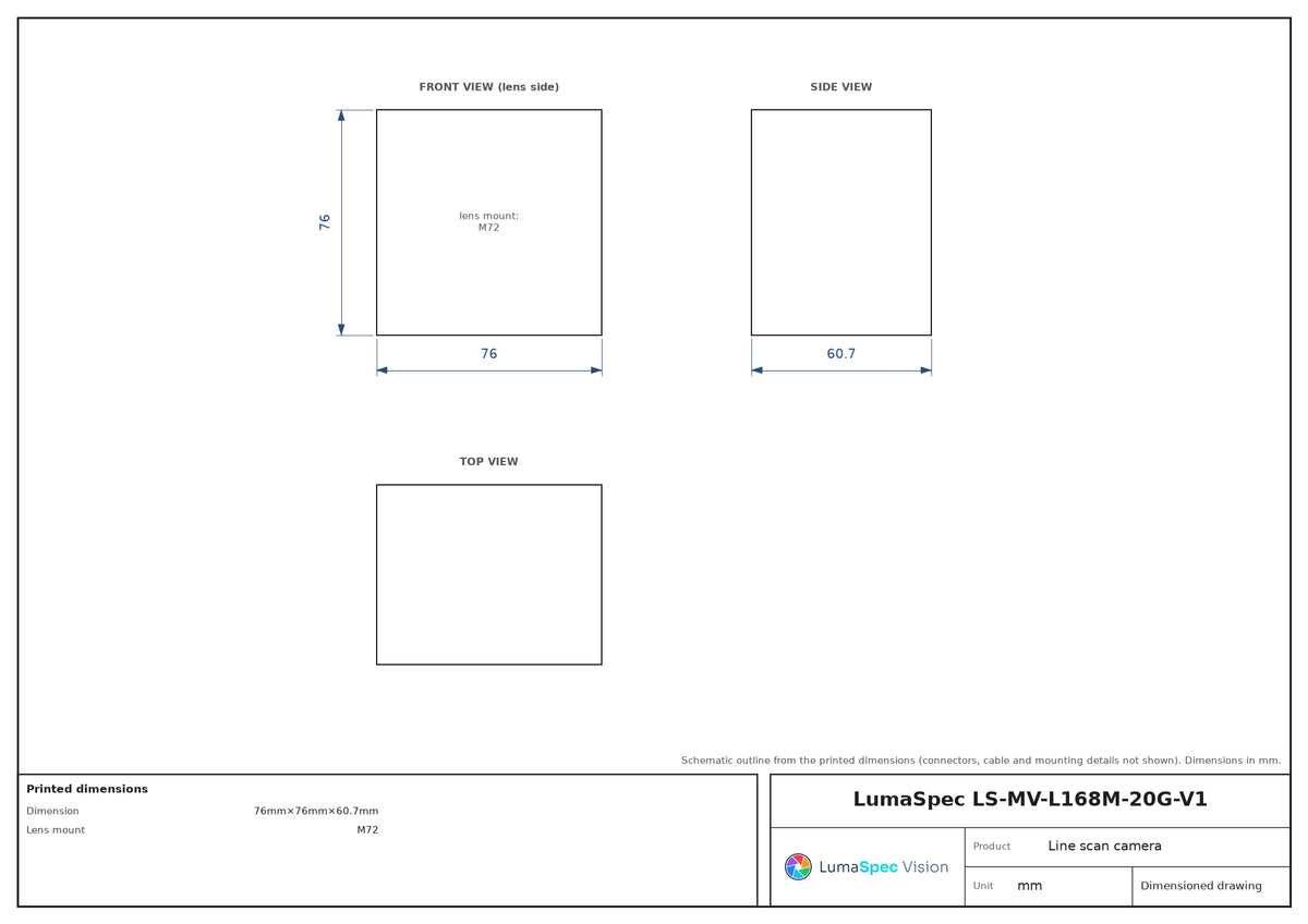 LS-MV-L168M-20G-V1 dimensions (mm)