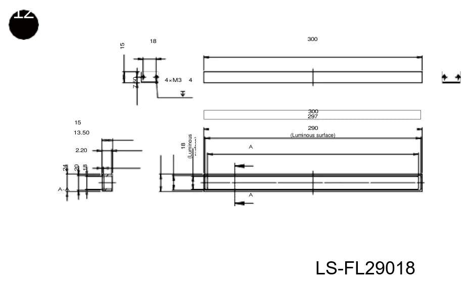 300 x 15 mm non-standard surface lights (LS-FL29018)
