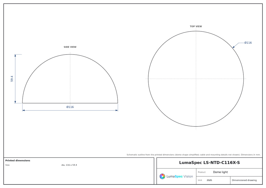 LS-NTD-C116X-S dimensions (mm)