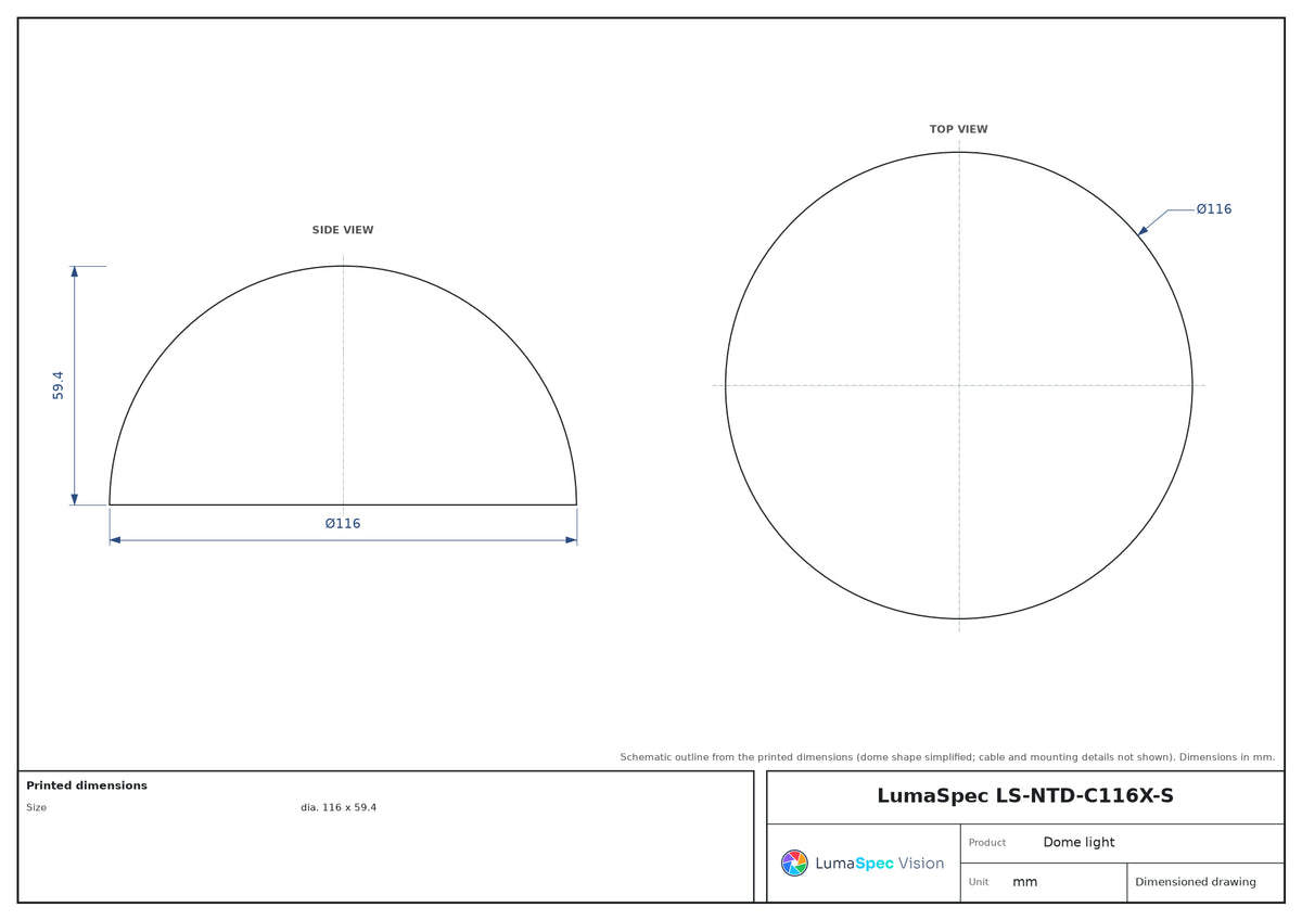 LS-NTD-C116X-S dimensions (mm)
