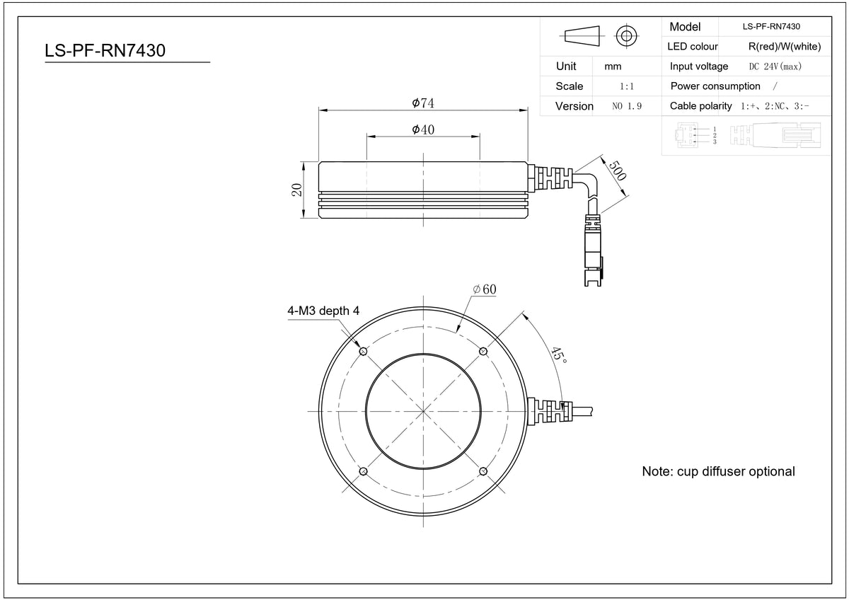 LS-PF-RN7430 dimensions (mm)