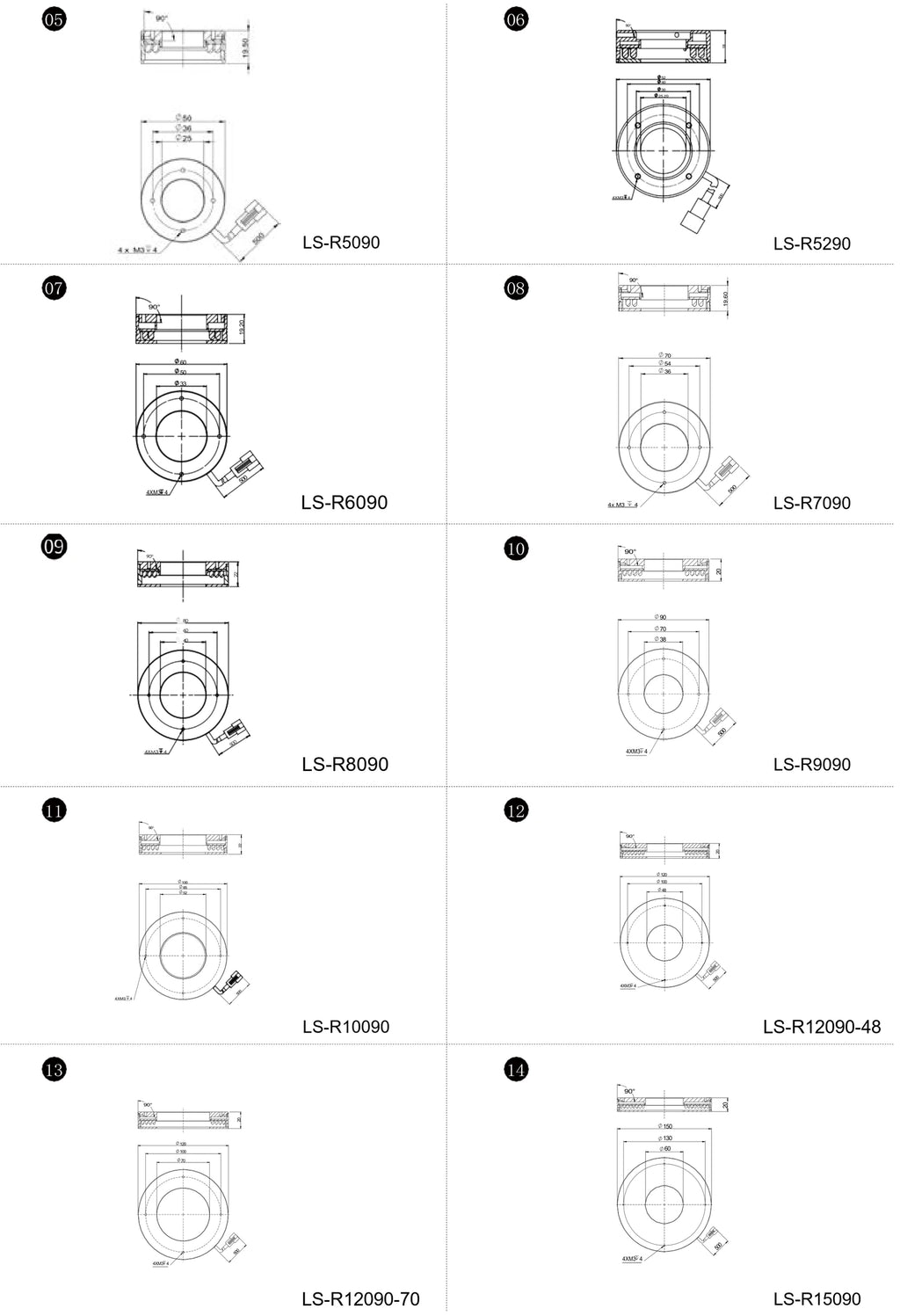 LS-R5090 dimensions (mm)