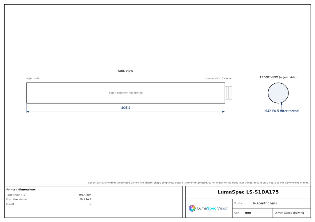 LS-S1DA175 dimensions (mm)