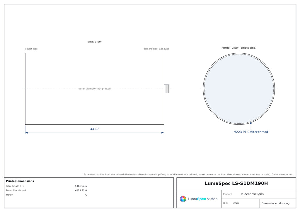 LS-S1DM190H dimensions (mm)