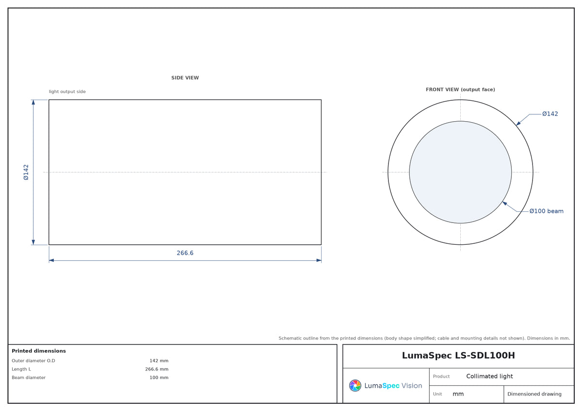 LS-SDL100H dimensions (mm)