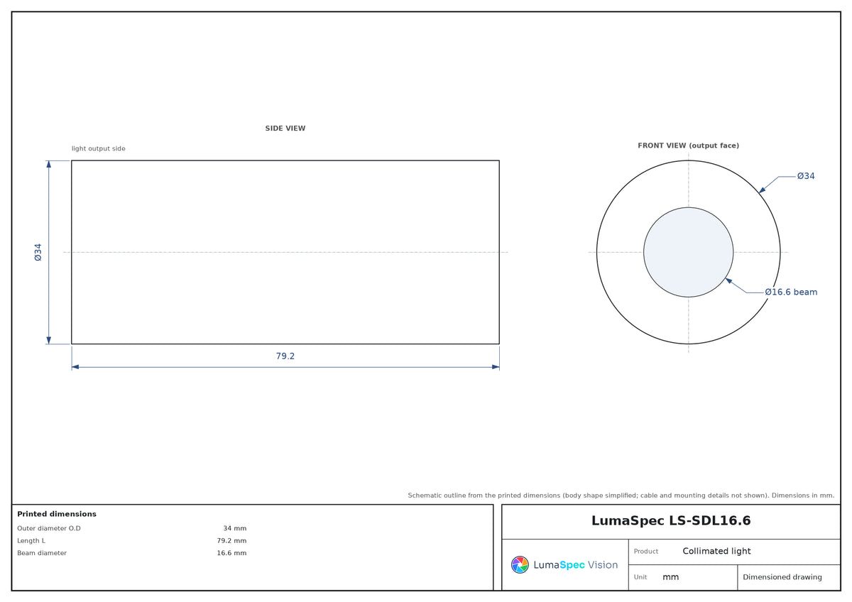 LS-SDL16.6 dimensions (mm)