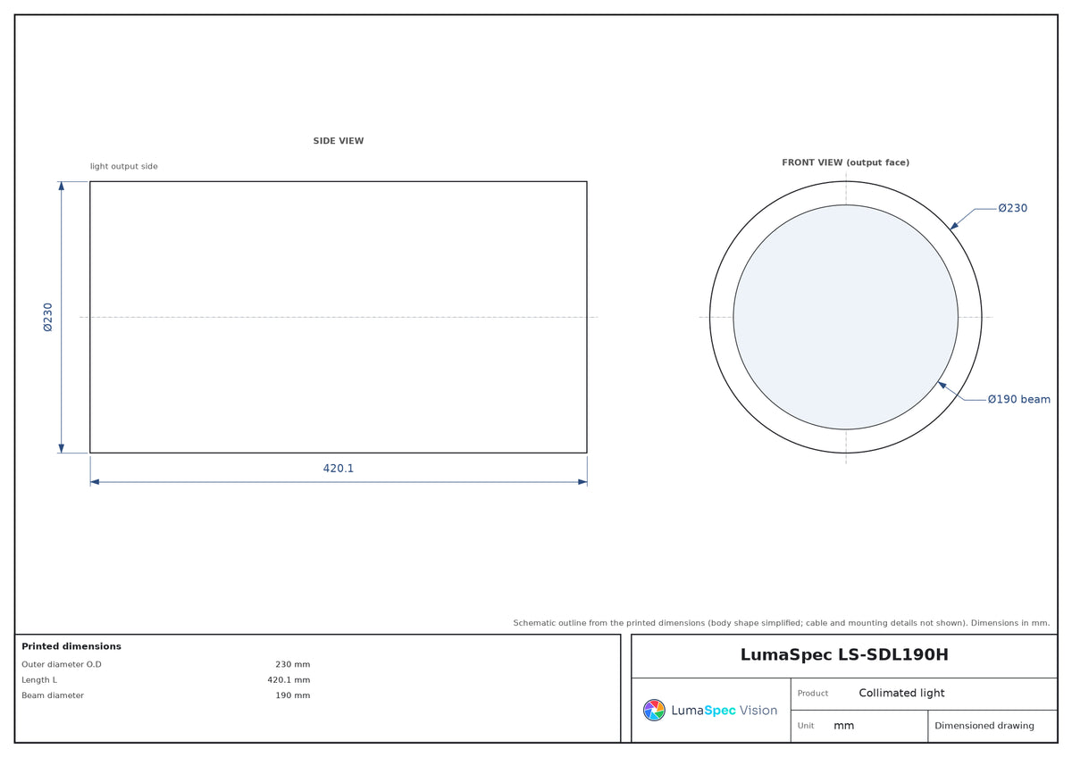 LS-SDL190H dimensions (mm)
