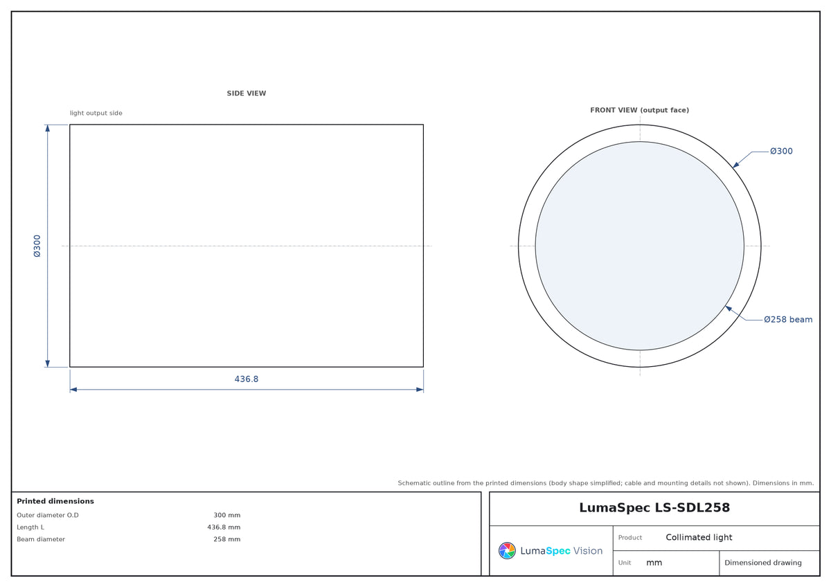 LS-SDL258 dimensions (mm)