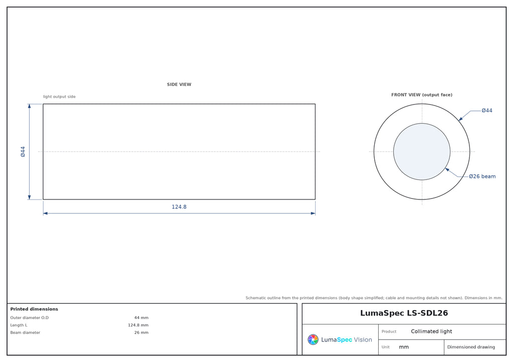 LS-SDL26 dimensions (mm)