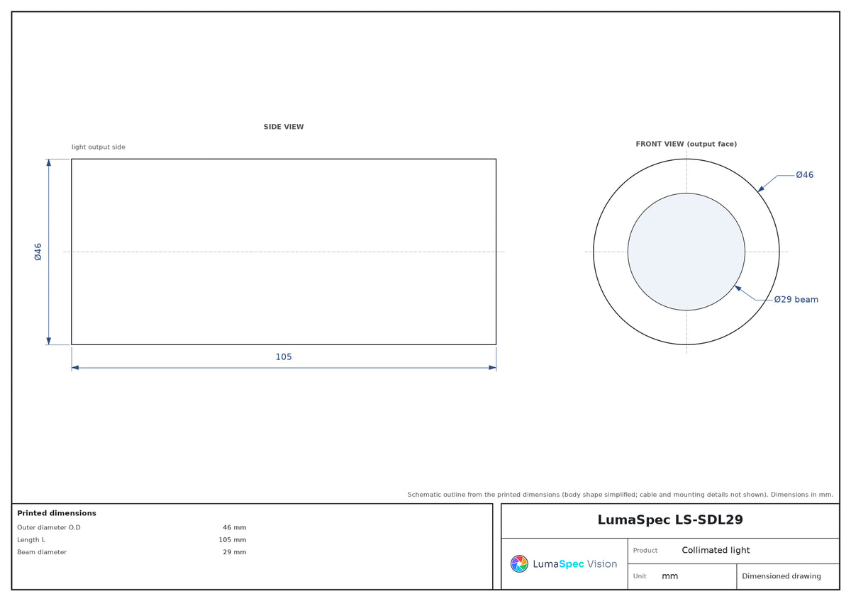 LS-SDL29 dimensions (mm)