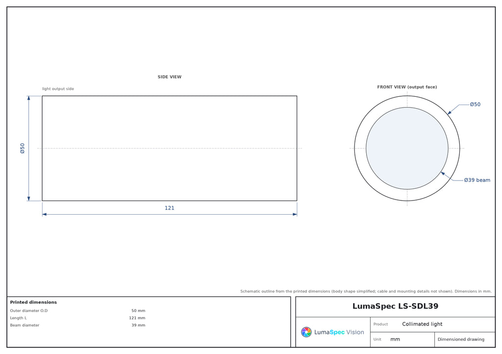 LS-SDL39 dimensions (mm)