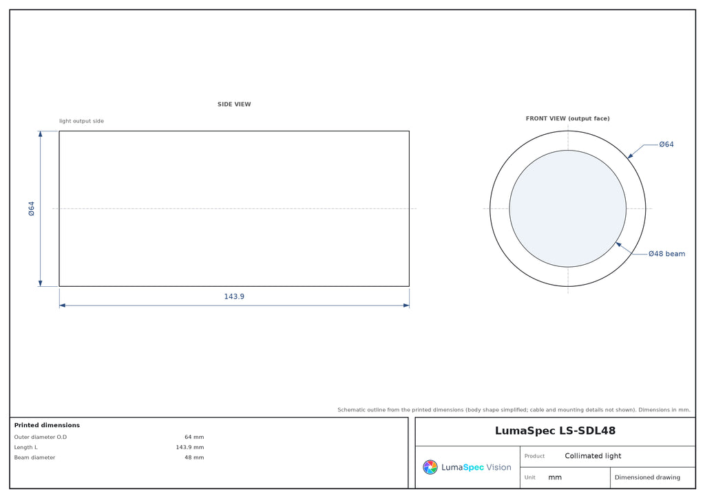 LS-SDL48 dimensions (mm)