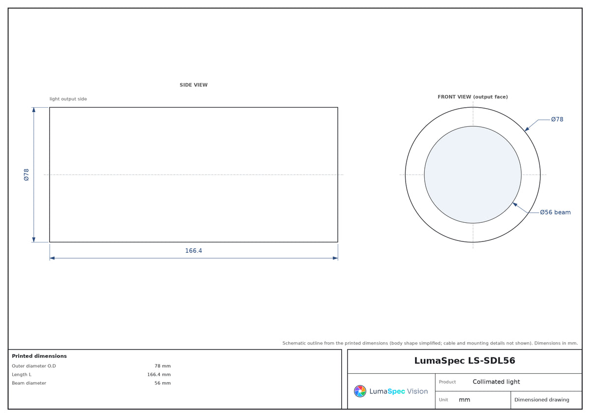 LS-SDL56 dimensions (mm)