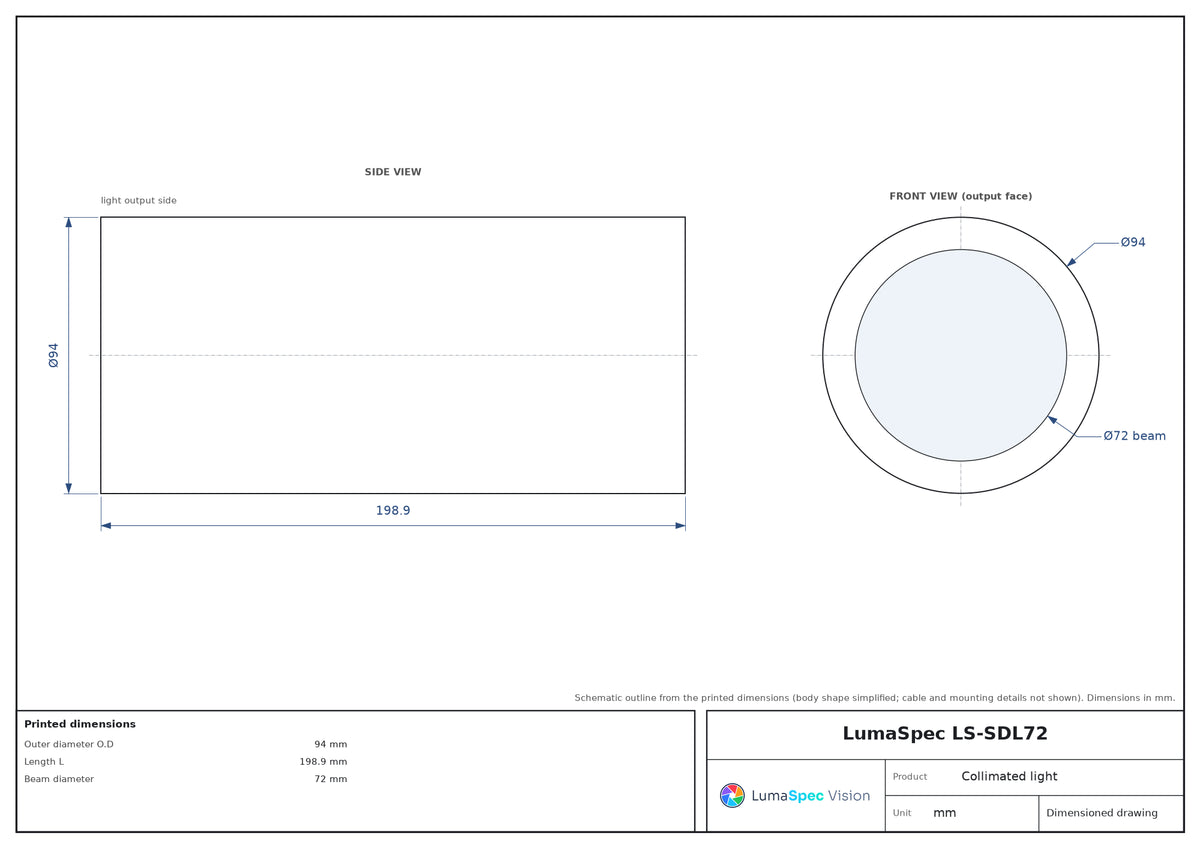 LS-SDL72 dimensions (mm)