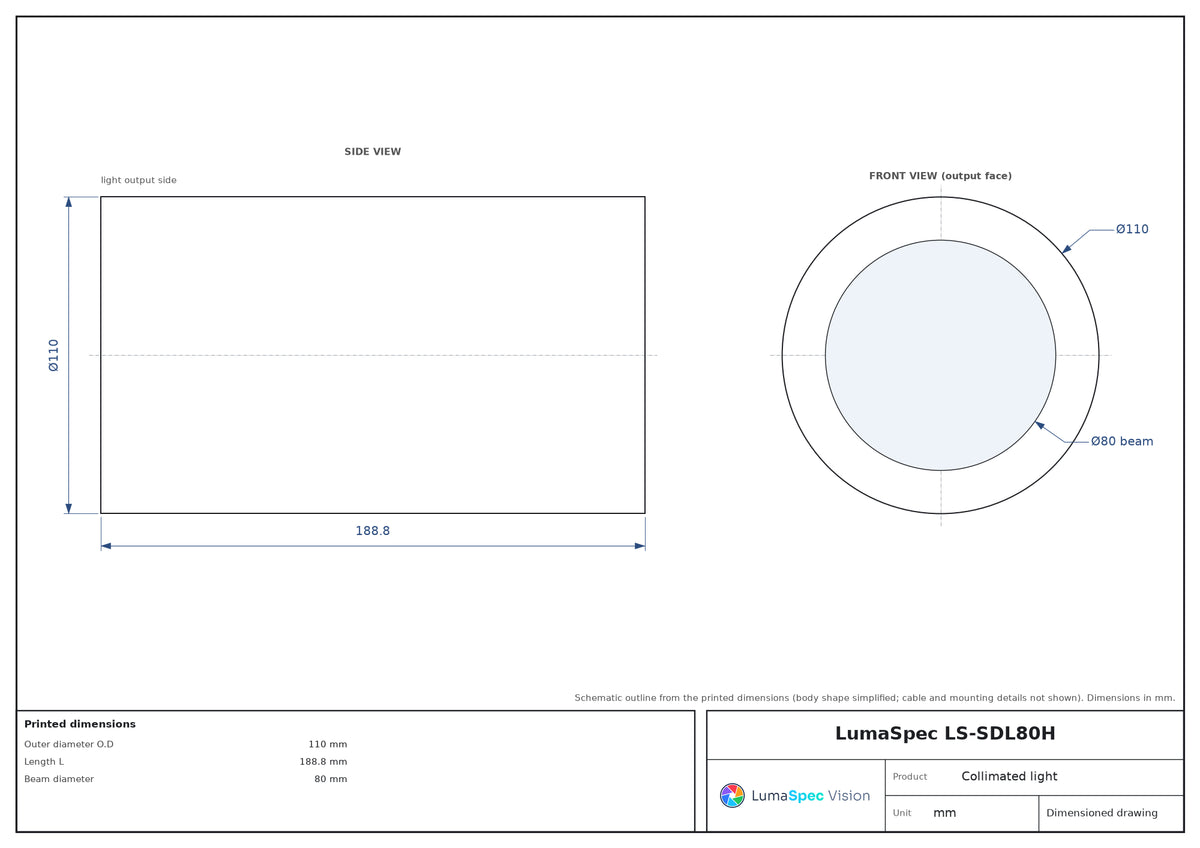 LS-SDL80H dimensions (mm)
