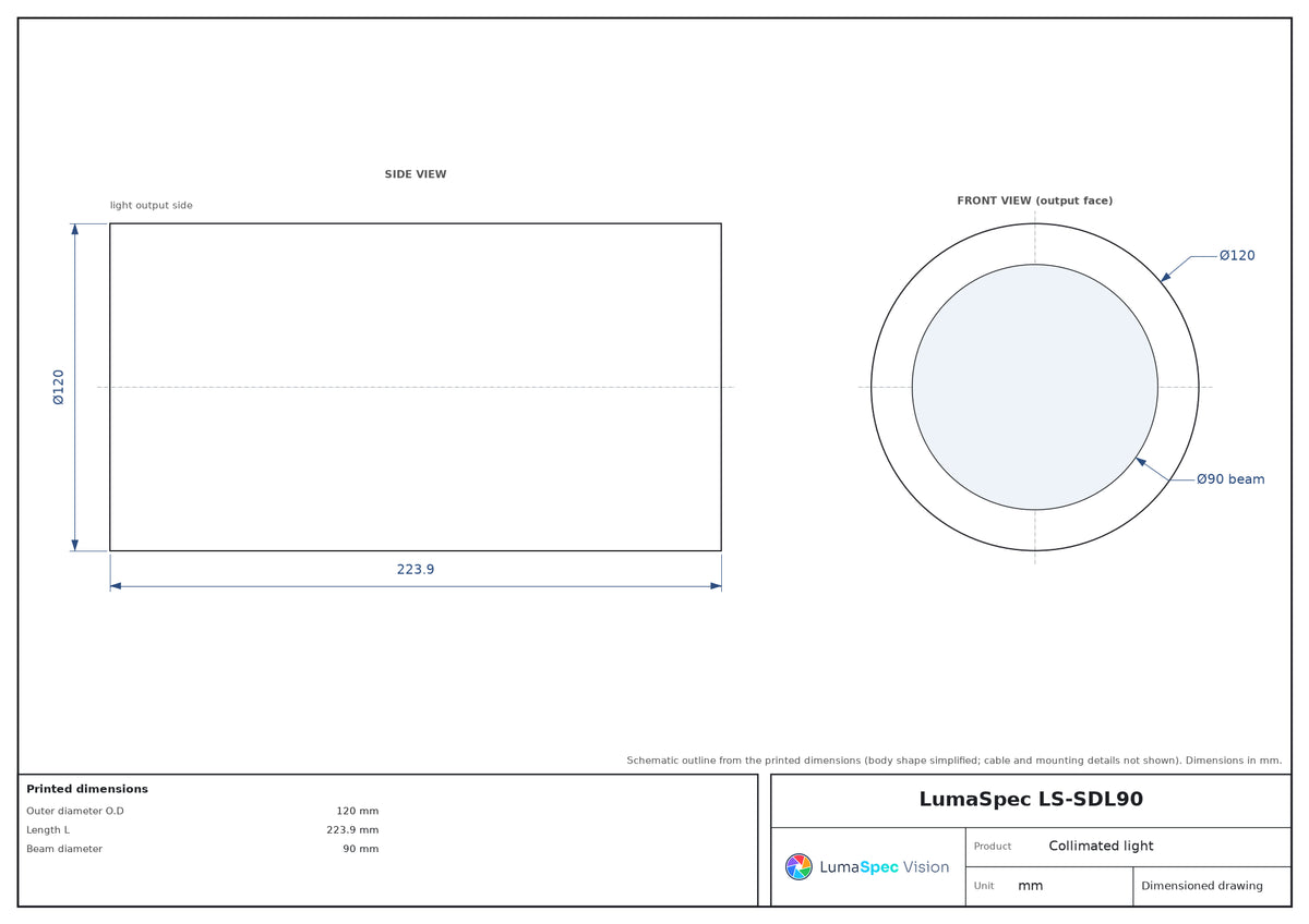 LS-SDL90 dimensions (mm)