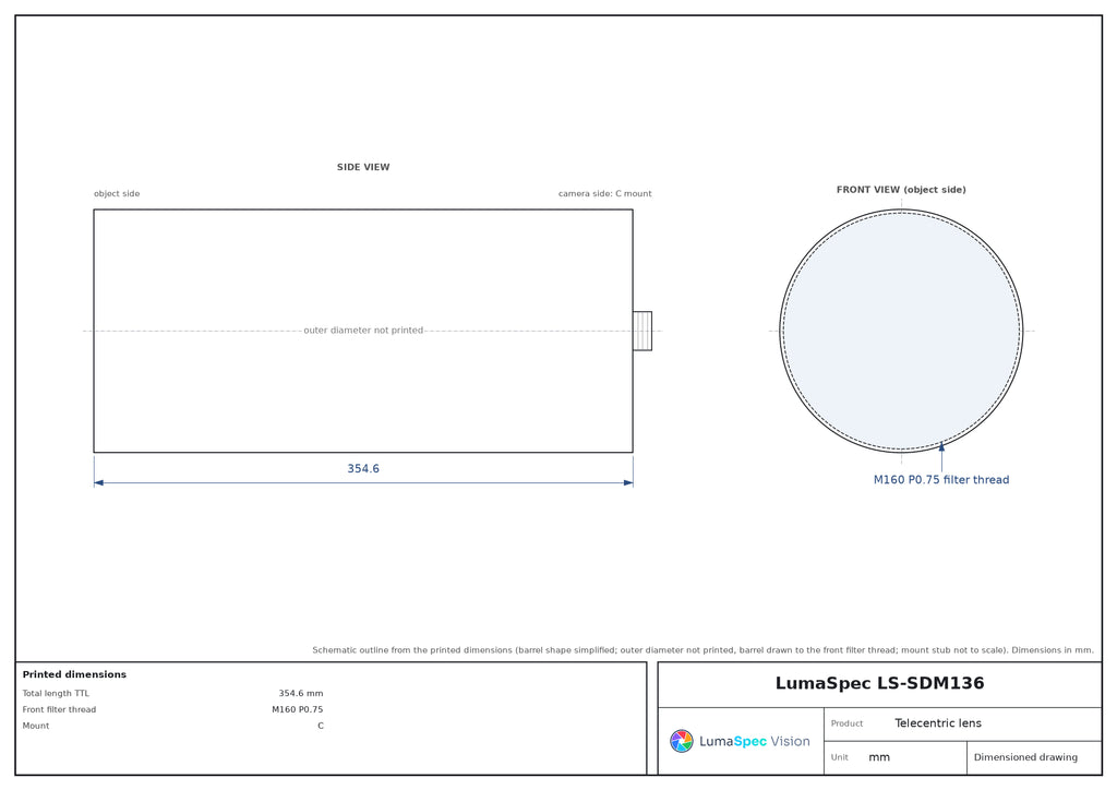LS-SDM136 dimensions (mm)