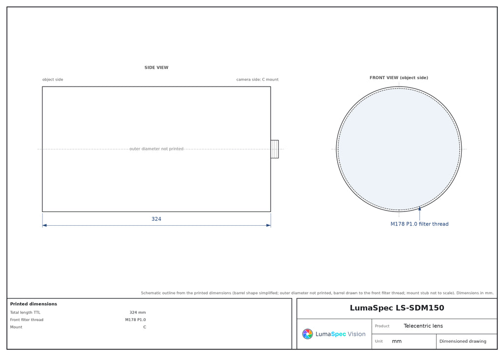 LS-SDM150 dimensions (mm)