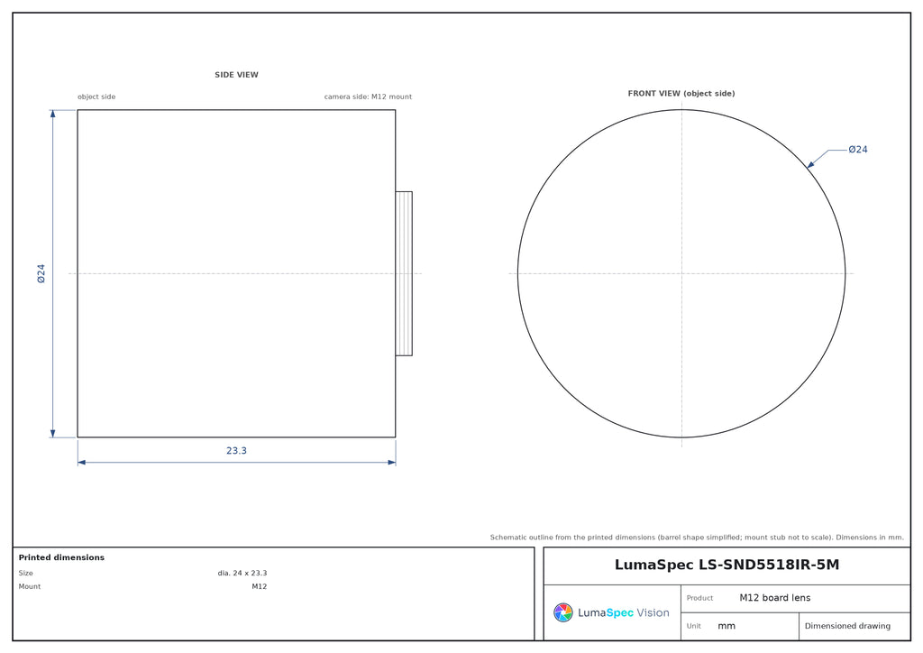 LS-SND5518IR-5M dimensions (mm)