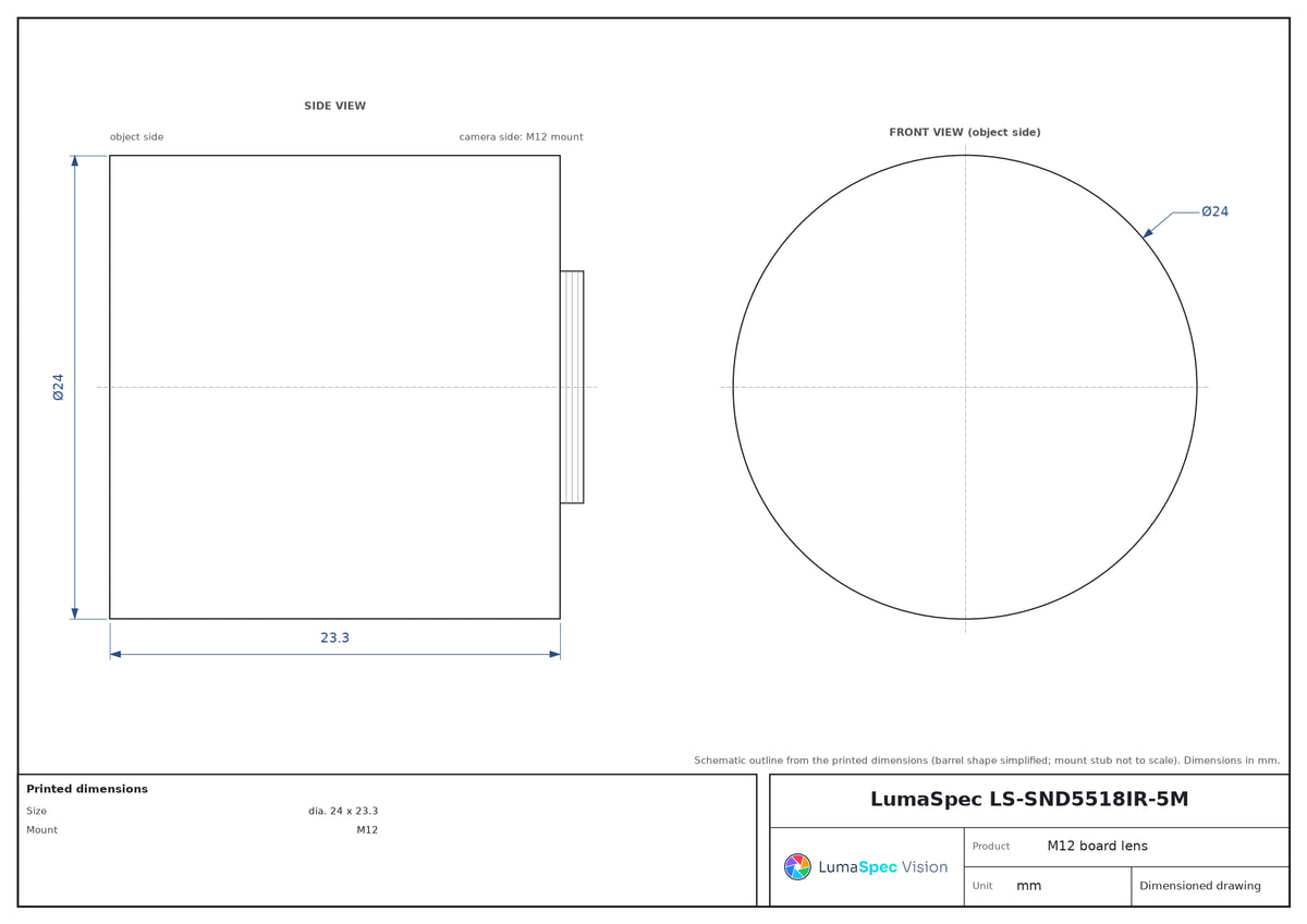 LS-SND5518IR-5M dimensions (mm)