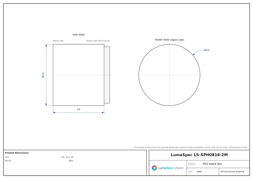 LS-SPH0816-2M dimensions (mm)