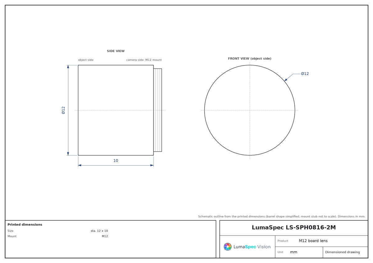 LS-SPH0816-2M dimensions (mm)