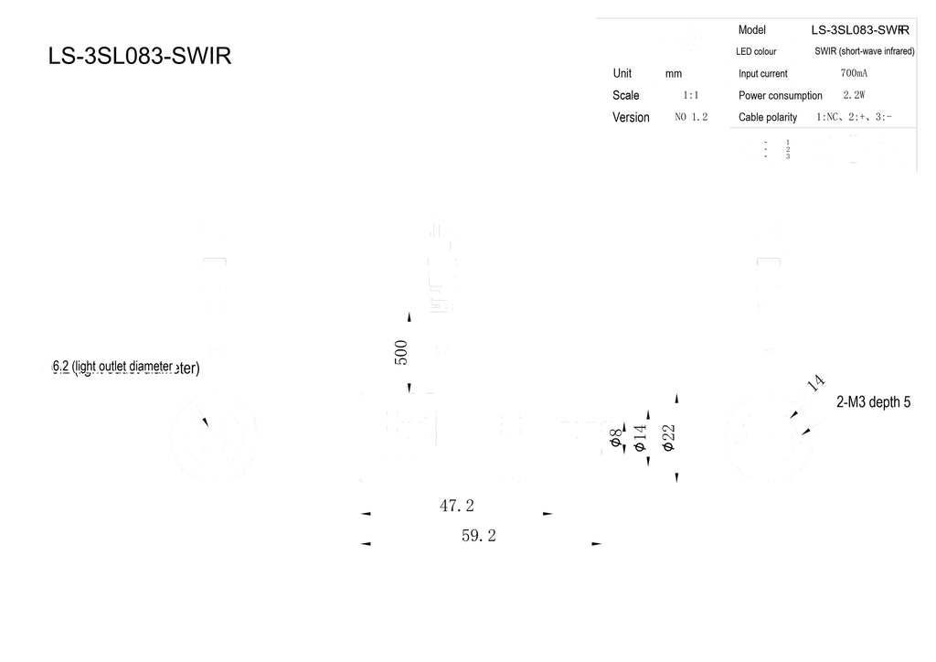 LS-3SL083-SWIR dimensions (mm)