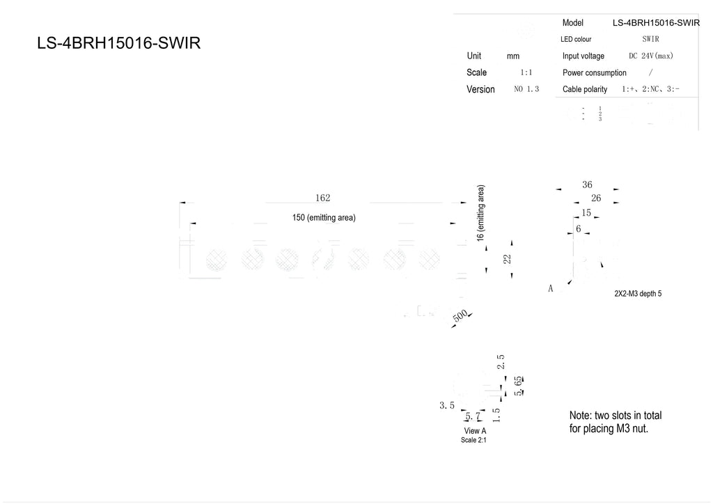LS-4BRH15016-SWIR dimensions (mm)