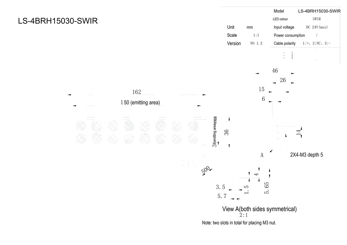 LS-4BRH15030-SWIR dimensions (mm)