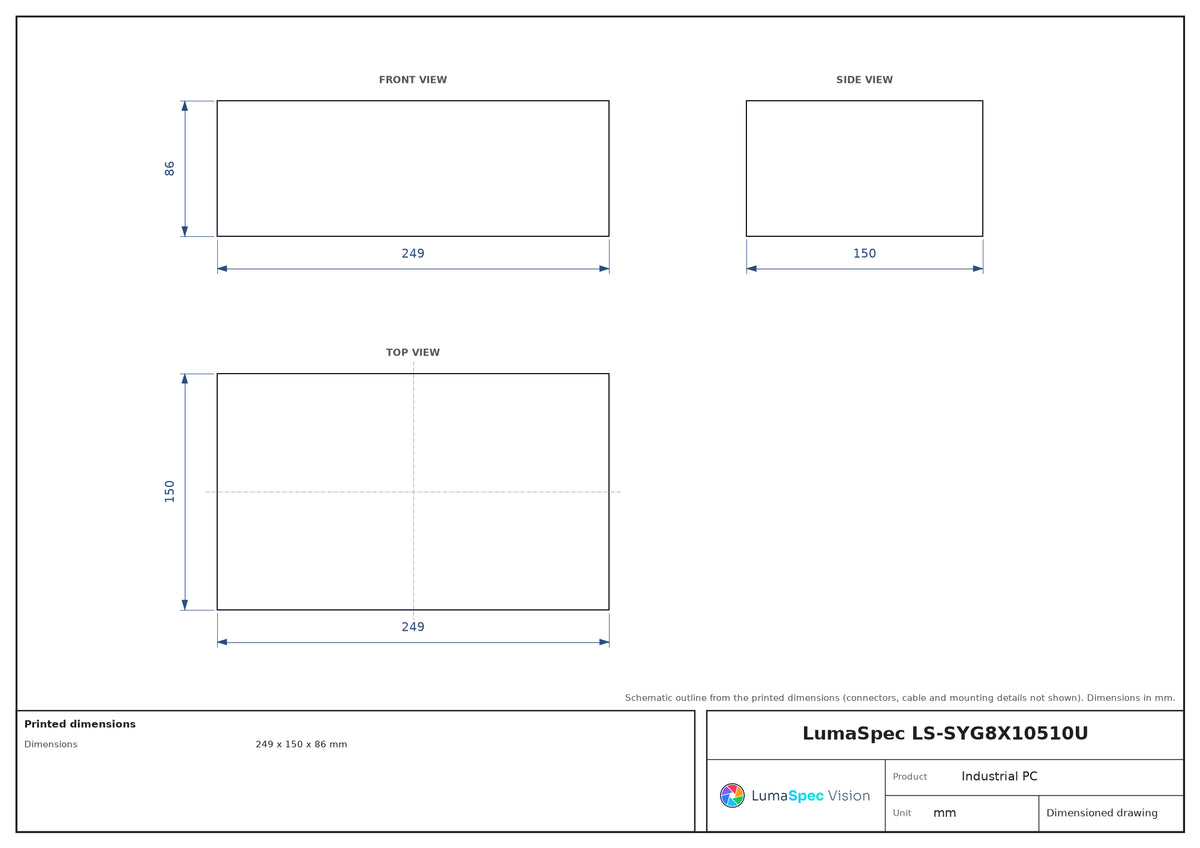 LS-SYG8X10510U dimensions (mm)
