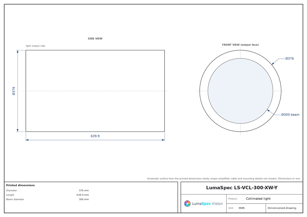 LS-VCL-300-XW-Y dimensions (mm)