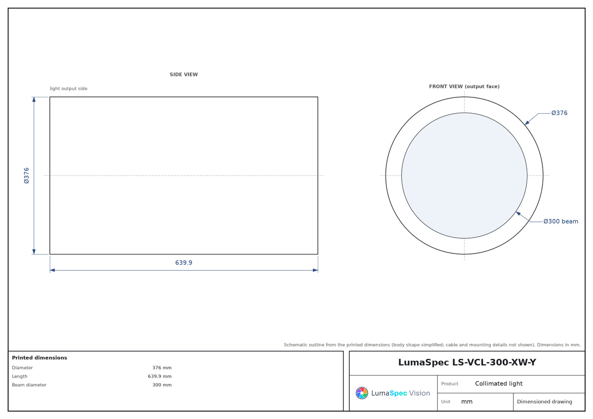 LS-VCL-300-XW-Y dimensions (mm)