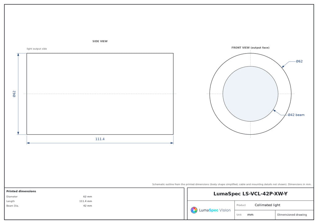 LS-VCL-42P-XW-Y dimensions (mm)