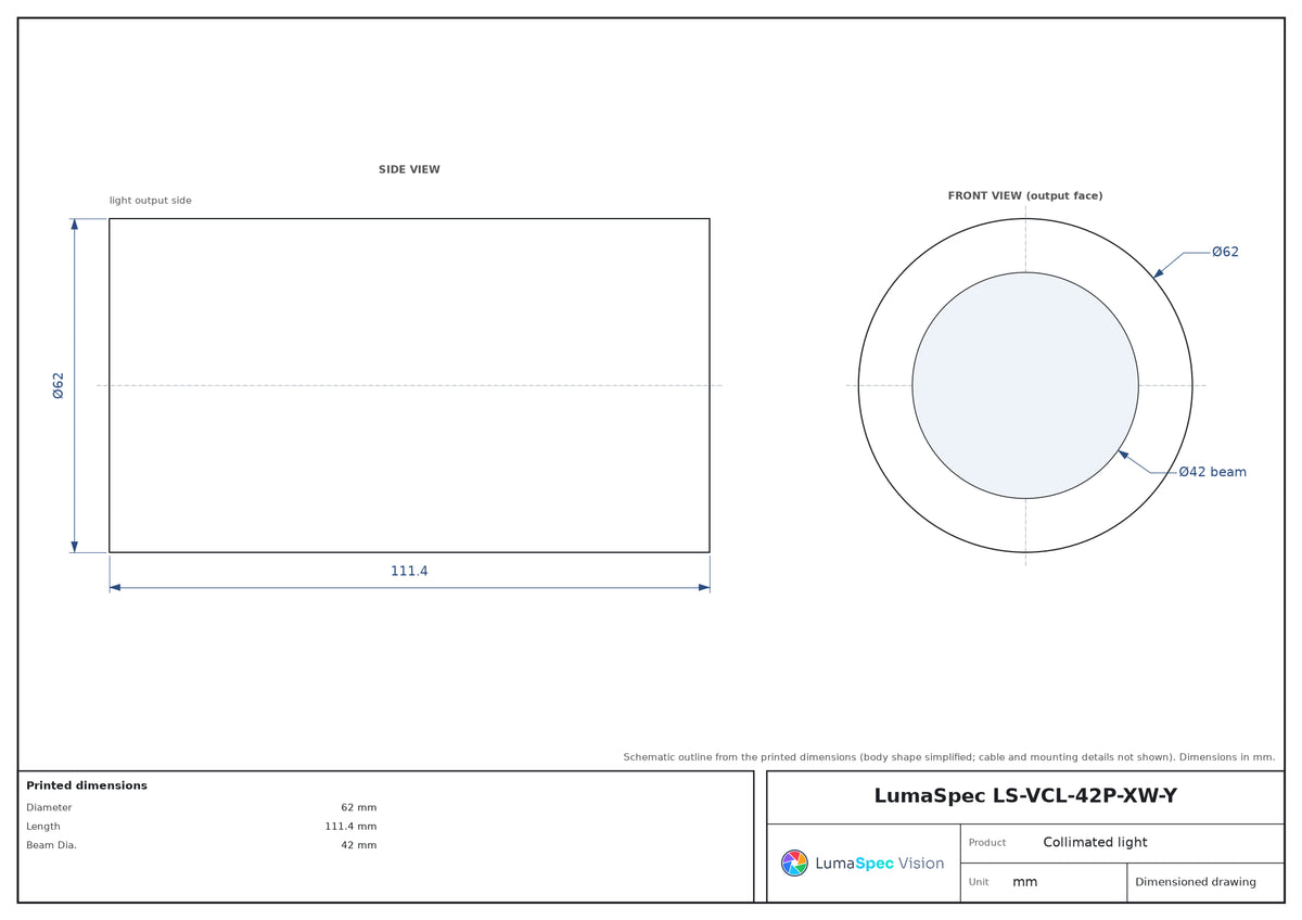 LS-VCL-42P-XW-Y dimensions (mm)