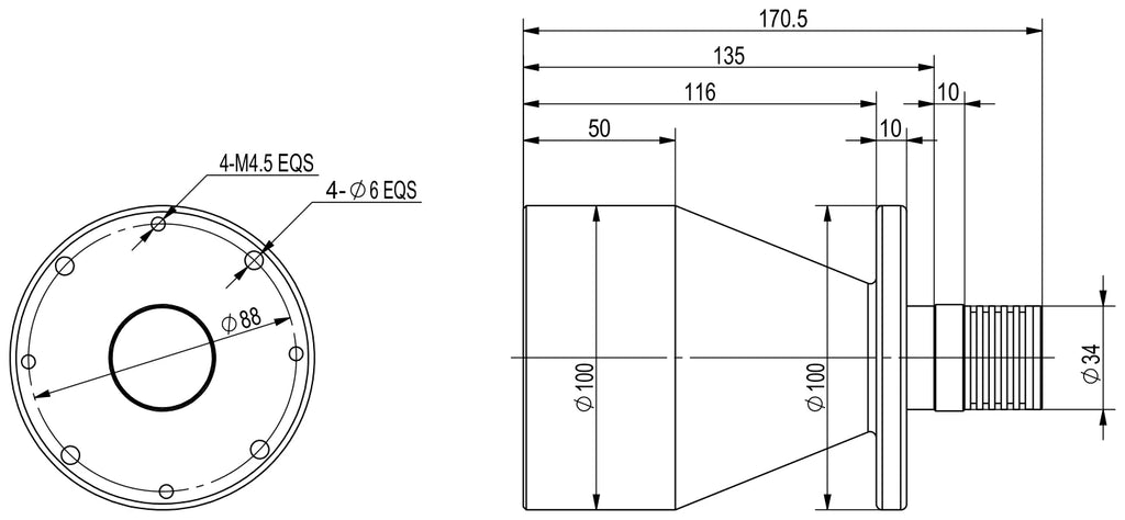 LS-VCL-80P-XW-Y dimensions (mm)